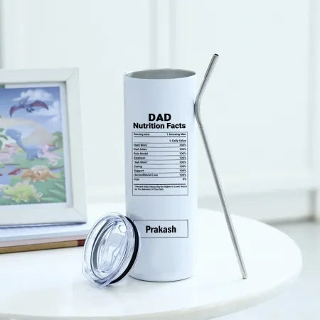 Fathers Day Personalized Dad Nutrition Facts Tumbler